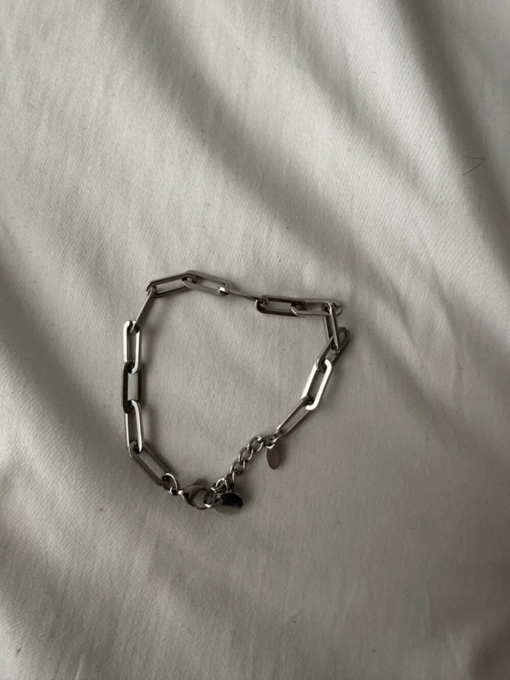 Silver Elongated Link Chain Bracelet